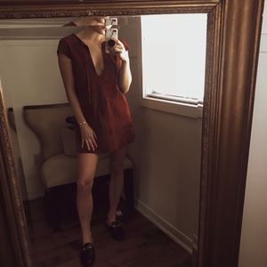 FREE PEOPLE 100% COW SUEDE DRESS